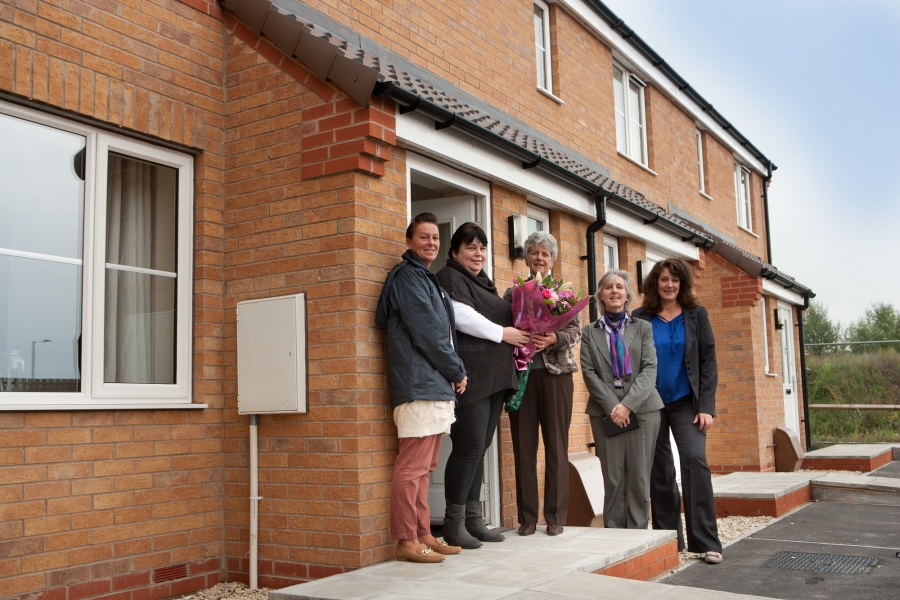 Jephson Homes' Sam Nicholls with Margaret Coxon, Cllr Gillian Ivey, SDC Policy Officer Julia Jennison and Alison Day from Jephson Homes