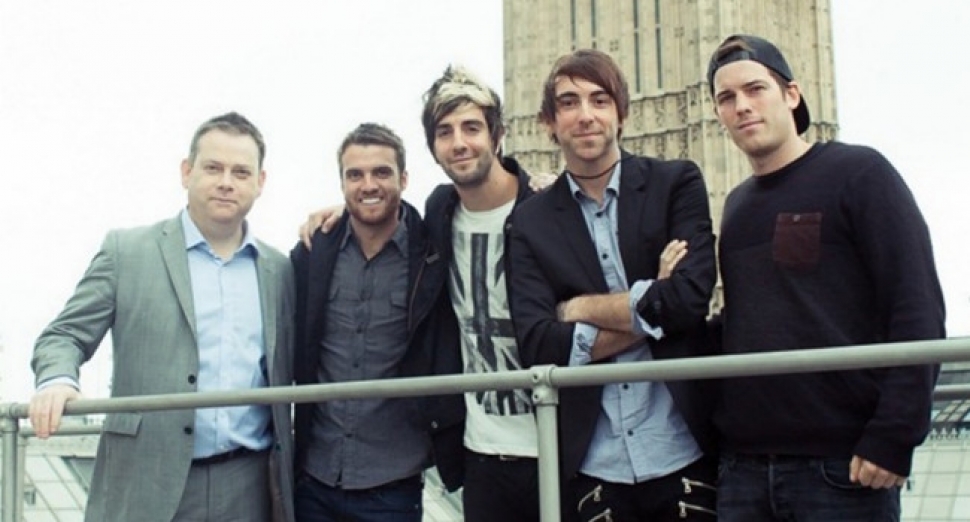 All Time Low with Nigel Adams MP on the roof of Parliament