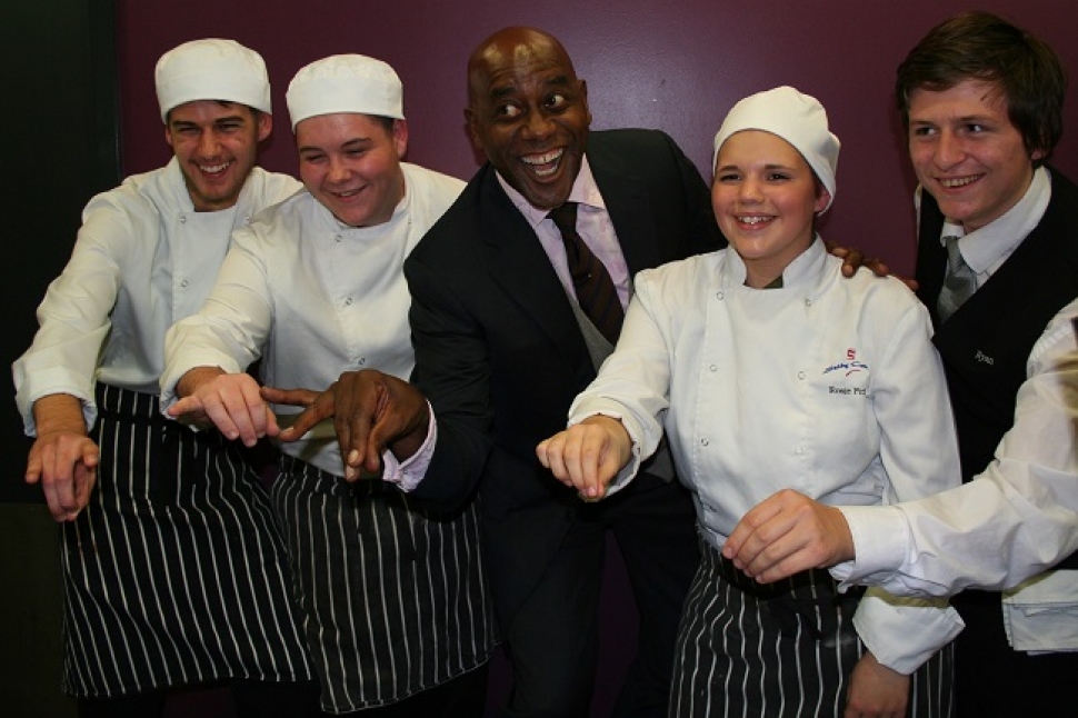 TV favourite Ainsley Harriott drops in on Selby College students
