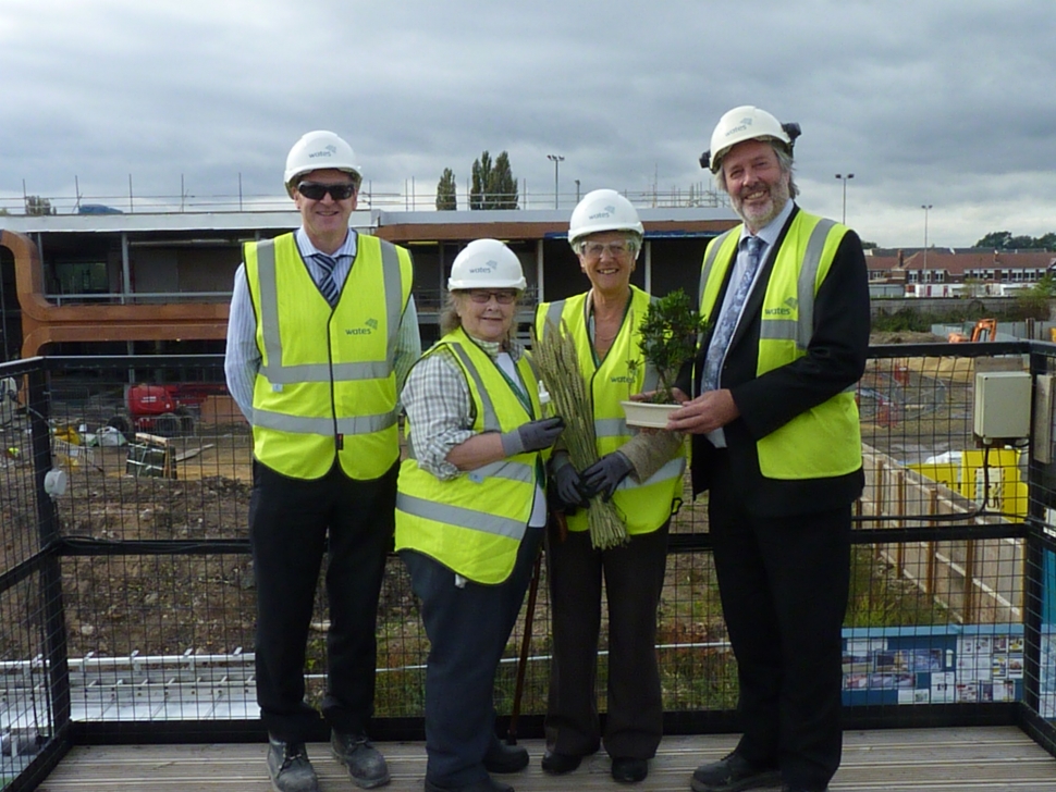 Keith Walker, Wates' Project Manager, Cllr Carol Mackman, Cllr Gillian Ivey and Mark Wainhouse, Wates