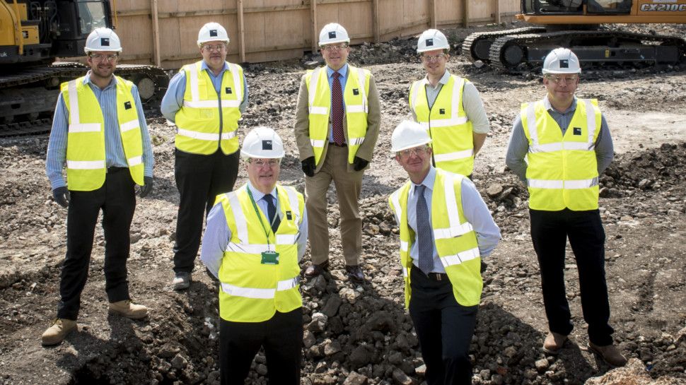 Daniel Leigh, Site Manager ISG; Tim Harvey, Construction Director ISG; Jonathan Lund, Selby District Council Deputy Chief Executive; James Foley, Business Development Manager Alliance Leisure; Craig McLackland, Contracts Manager ISG; Cllr Dave Peart,